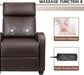 Massage Recliner Chair for Living Room Adjustable PU Leather Reclining Chair Home Theater Seating Modern Winback Single Sofa for Adults with Footrest (Leather, Brown)