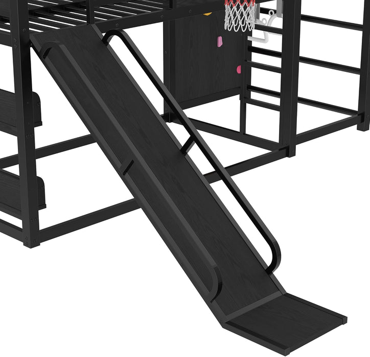 Twin Size PowderCoated Black IndustrialGrade Bunk Bed