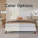 Queen Bed Frame, Boucle Upholstered Platform Bed with Iron & Wood, Beige