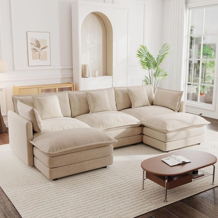 Modular Sectional Sofa Light Coffee Deluxe Configuration