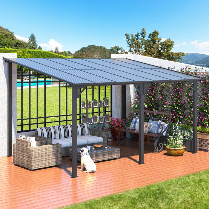 10' X 14' Hardtop Gazebo Outdoor Aluminum Pergola for Garden, Patio, Backyard-Gray