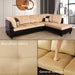 2 Pieces Sectional Sofa Sets, L-Shape Sofa Microfiber Couch Living Room Sofa Set with Chaise Using for Living Room Furniture(A-Beige, Right Hand Facing)
