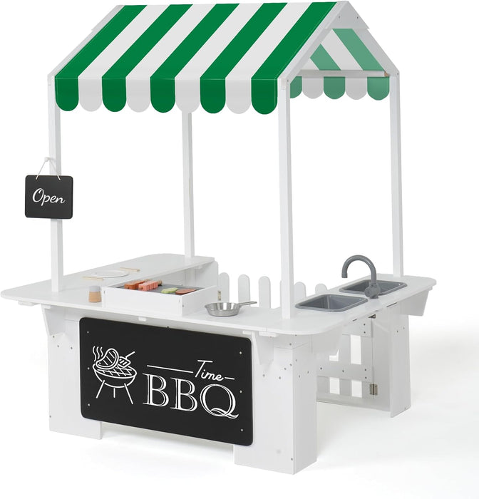 Kids Outdoor Playhouse, Mud Kitchen, BBQ Toys,Outdoor Playsets, Ideal Role Play Toy Gift for Toddlers and Kids Ages 3-8 (White)