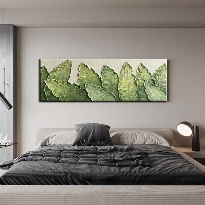 - Long Size 20X60 Inch Modern Minimalist 3D Textured Wall Art Oil Paintings on Canvas Green Plant Paintings Handmade Abstract Artwork Painting Canvas Wall Art for Bedroom Home Wall Art Deco Oil Painting