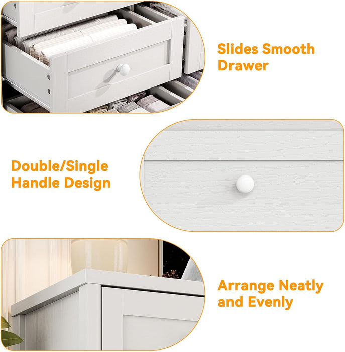 12 Drawer Wooden Dressers for Bedroom, Farmhouse White Wood Dresser