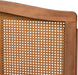 Marieke Mid-Century Modern Ash Wanut Finished Wood and Synthetic Rattan Queen Size Headboard