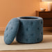 Erindale round Storage Ottoman, 18.75 Inch Diamond Tufted, Plush Lined Interior, Sky Blue