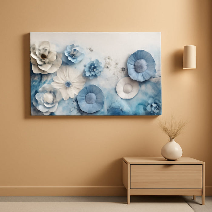 Floral Wall Art, Large Wall Decor, Blue Wall Art, Modern Elegant Flowers Painting, Nature Botanical Prints, Chic Pictures for Living Room Bedroom Bathroom Office Home Decoration 20"X40"