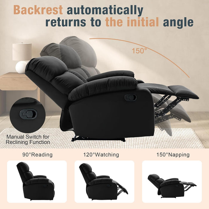 Small Manual Recliner for Adults in Black