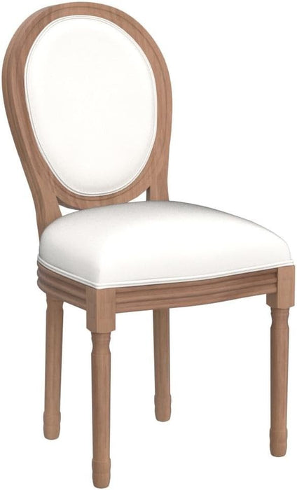 French Country Dining Chairs Set of 6, Farmhouse Dining Chairs with round Backrest, Mid Century Upholstered Dining Chairs with Solid Wood Leg for Dining Room Bedroom Kitchen Restaurant (Beige)