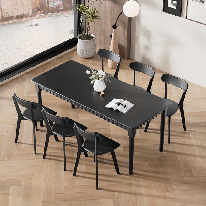 Solid Wood Dining Chairs Set of 6, Wooden Dining Room Chairs for Whole Family Use, Farmhouse Kitchen Chairs Set Suitable for Dining Room, Living Room, Black