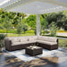 7 Pieces Wicker Patio Furniture Conversation Set Outdoor Sectional Sofa Glass Coffee Table with Non-Slip Cushions and Furniture Cover, Beige