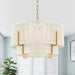 18'' White Woven with Metal Frame Rattan Chandelier