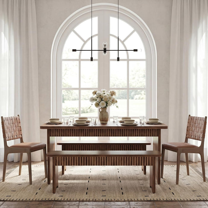 55" Dining Table with 2 Benches, Dining Table Set for 4-6 People, Farmhouse Kitchen Table with Bench, Dining Room Table Set
