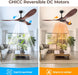 60 Inch Ceiling Fan without Lights, Walnut Finish | Outdoor Ceiling Fan with Remote, 6-Speed Adjustable Reversible DC Motor for Patio & Living Room