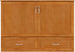 Hamilton Full Murphy Bed Chest with Mattress, Storage, and Built-In Charger in Light Toffee