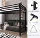 Metal Loft Bed Twin Size with Guardrail and Ladder, Small Space Saving Design for Bedroom Kid Room and Dorm, No Box Spring Needed, Black