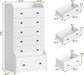 Tall 6 Drawer White Modern Dresser