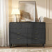 Fluted Nine Drawer Dresser FiftyFiveInch MatteBlack Organizer
