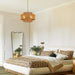 Boho Rattan Chandelier Four Light Fixture Goldtone