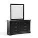 Burkart Black/With Mirror 6-Drawer 58.38 In. W Dresser