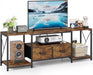 TV Stand for Tvs up to 75 Inch, Entertainment Center with Fabric Drawers, TV Media Console Table with Open Storage Shelves for Living Room, Bedroom, Rustic Brown
