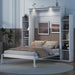Full Murphy Bed White With BuiltInStorageShelves LED