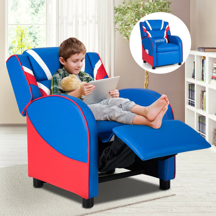 Kids Leather Recliner Chair with Side Pockets