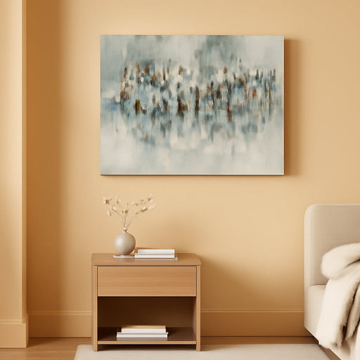 Abstract Teal Canvas Art Painting: Contemporary Hand Painted Artwork Picture Modern Bedroom Living Room Wall Decoration Home Office Decor 24"X16"