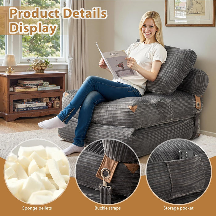 75Inch Grey Foldable Convertible Sofa Bed SleeperCouch