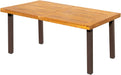 Dining Table for 6 Acacia Wood Indoor Outdoor Home Kitchen Table with Iron Legs Large Rectangular Patio Table for Deck, Sunroom