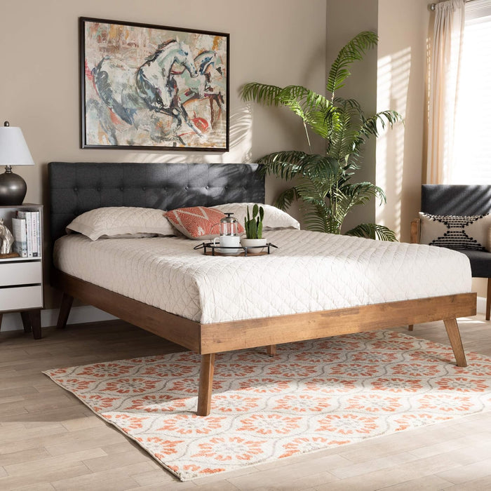 Beds (Platform), Queen, Dark Grey/Walnut