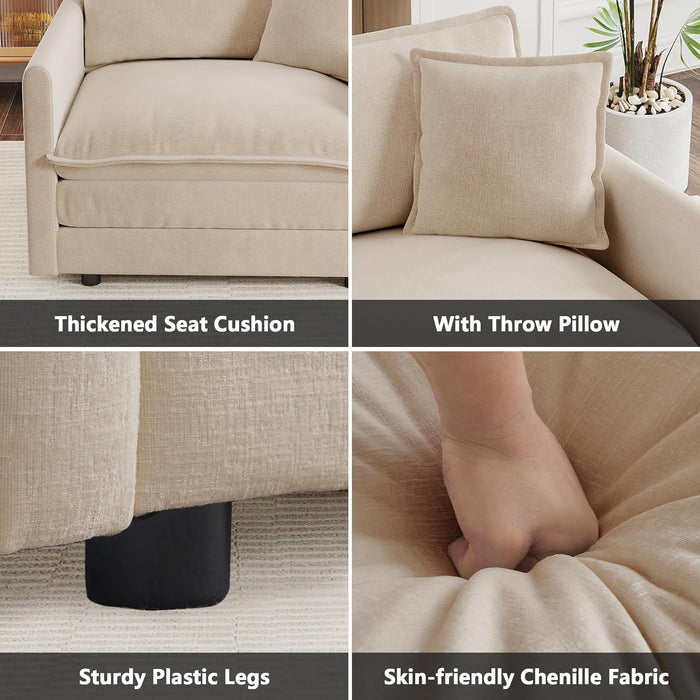 Modular Sectional Sofa 111.5Inch Movable Ottoman Chenille