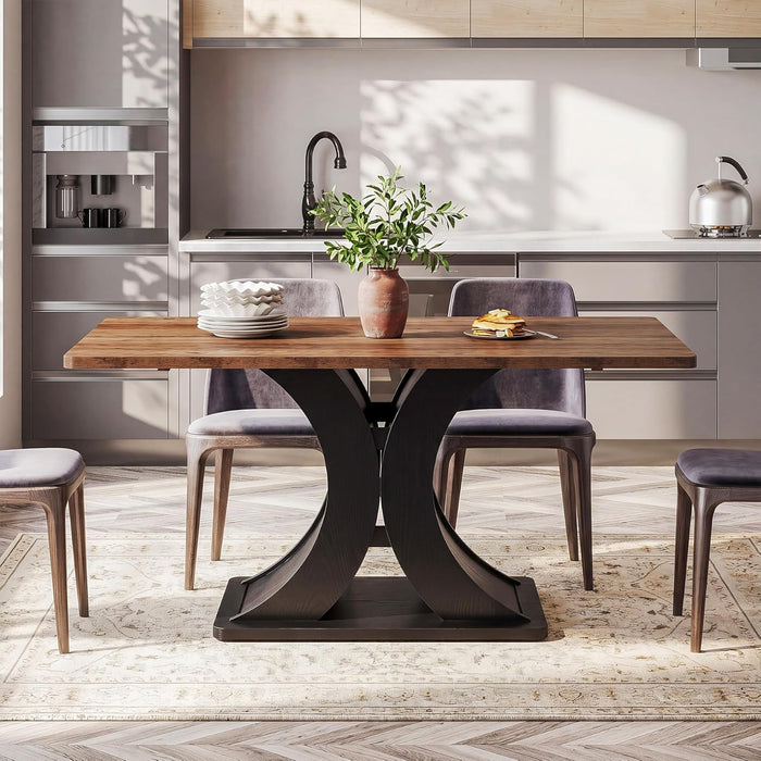 55 Inches Engineered Farmhouse Dining Table EbonyTone