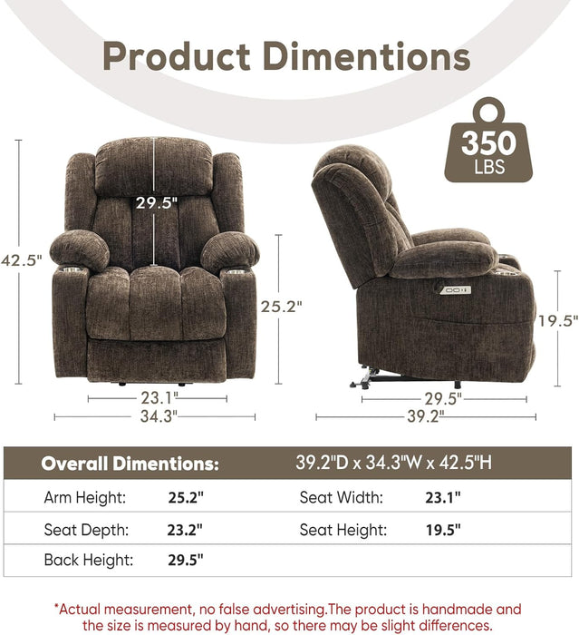 Brown Power Recliner with Massage & Heat