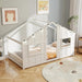 Twin Floor Bed LowProfile SolidWood LEDLights White