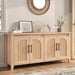 63" Fluted Sideboard Buffet Cabinet with Storage, Mid Century Modern Wood Arched Credenza, 4 Door Accent Console Table for Dining Room, Kitchen, Coffee Bar, Natural