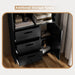 6-Tier Bookshelf with Door and 3 Drawers, 71" Tall Bookcase with 3-Tier Open Shelves, Wooden Book Shelf with Storage Cabinet for Home Office, Living Room, Bedroom, White (Black Bookcase) | with 3-Tier Open Shelves, Wooden Book Shelf with Storage Cabinet for Home Office, Living Room, Bedroom, Black