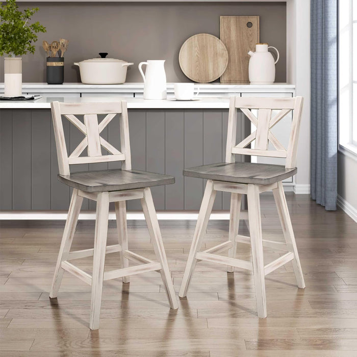 Amsonia Counter Height Swivel Barstool (Set of 2), White