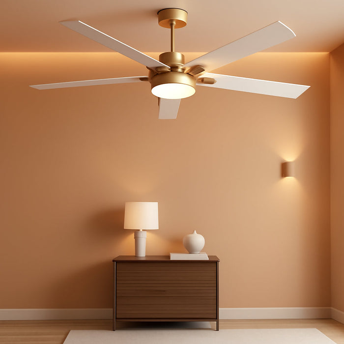 52'' Ceiling Fan with Lights and Remote, Low Profile Modern Ceiling Fan Gold, 6 Speed, Reversible, 3000K-6000K LED, Quiet DC Motor Ceiling Fans for Indoor Outdoor Bedroom Living Room