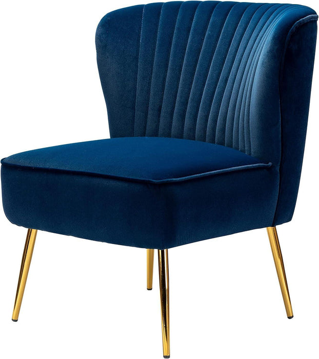 Navy Velvet Wingback Upholstered Chair Gilded Legs