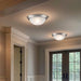 12.75 in 2-Light Brushed Nickel Flush Mount Ceiling Light Fixture with Frosted Glass Shade (2-Pack)