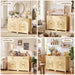 Arched Sideboard Buffet Cabinet with Storage, Modern Coffee Bar Cabinet, 1 Drawer & 2 Doors, Adjustable Shelves Accent Kitchen Cabinet, Natural