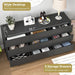 Black 9 Drawer Dresser for Bedroom, Long Dresser with Deep Drawer,Modern Wide Wood Storage Chest of Drawer, Bedroom Storage Furniture,Tv Stand for Living Room