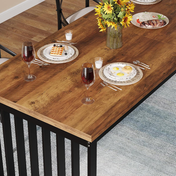 Tribesigns Industrial Dining Table for 6-8 Person, 78.74" Long Rectangle Dining Table Wood Kitchen Table with Heavy Duty Metal Frame for Living Room and Dining Room (Brown & Black)