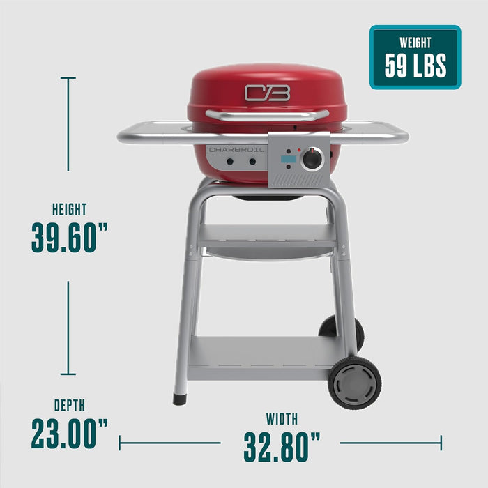 3-In-1 Dual Fuel Outdoor Bistro Pro Electric Grill & Griddle + Charcoal Mode BBQ, Red - 25302146