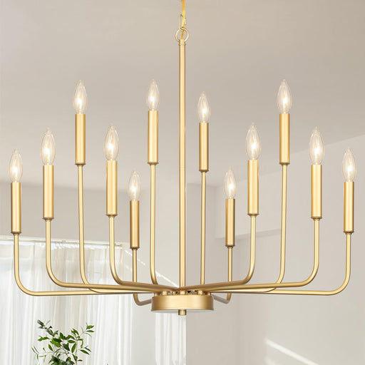 Gold 32-Inch 12-Light Chandelier Dining Room Fixture