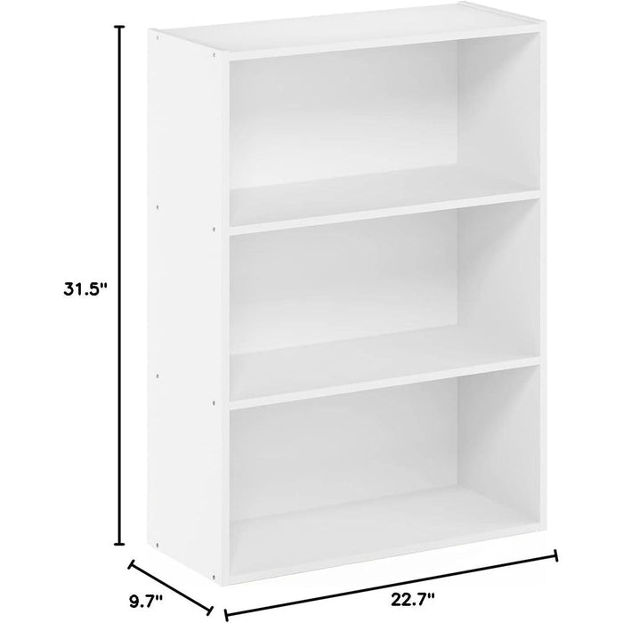 Pasir 3-Tier Open Shelf Bookcase, Plain White