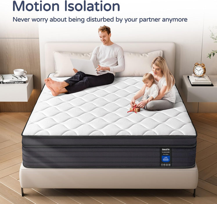 Queen Hybrid Mattress, 12 Inch, Medium-Firm, Motion Isolation