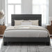 Queen Size Platform Bed Frame with Fabric Upholstered Headboard, No Box Spring Needed, Dark Grey